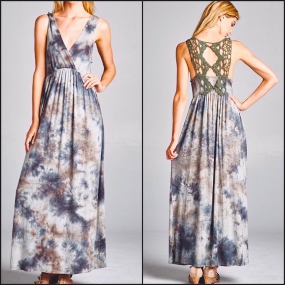 Sale TIE DYE CROCHET BACK MAXI DRESS ~ last 1 - Picture 6 of 11